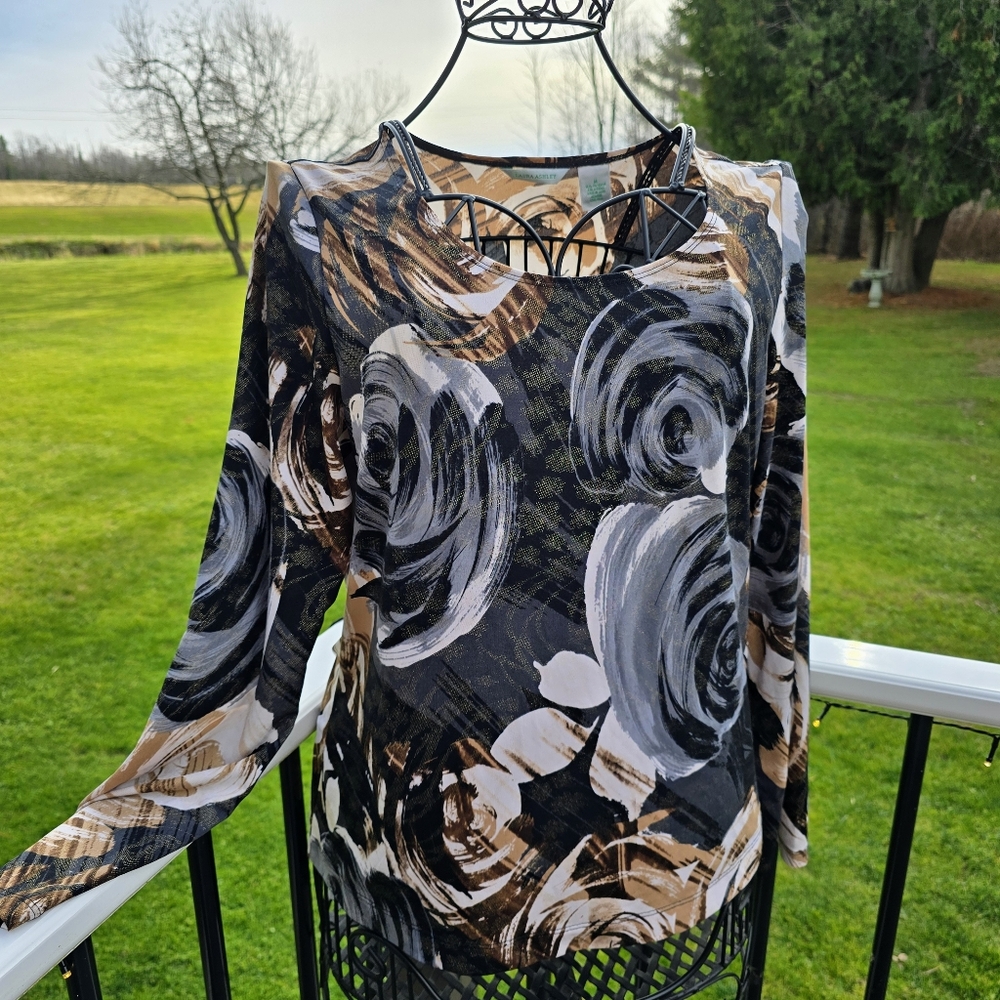 Laura Ashley long-sleeved floral top, VGUC
